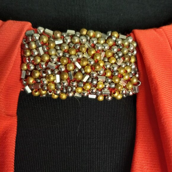 WHBM XS Halter Top Orange Sleeveless Keyhole Embellished Beaded Womens Ruched - Picture 6 of 10